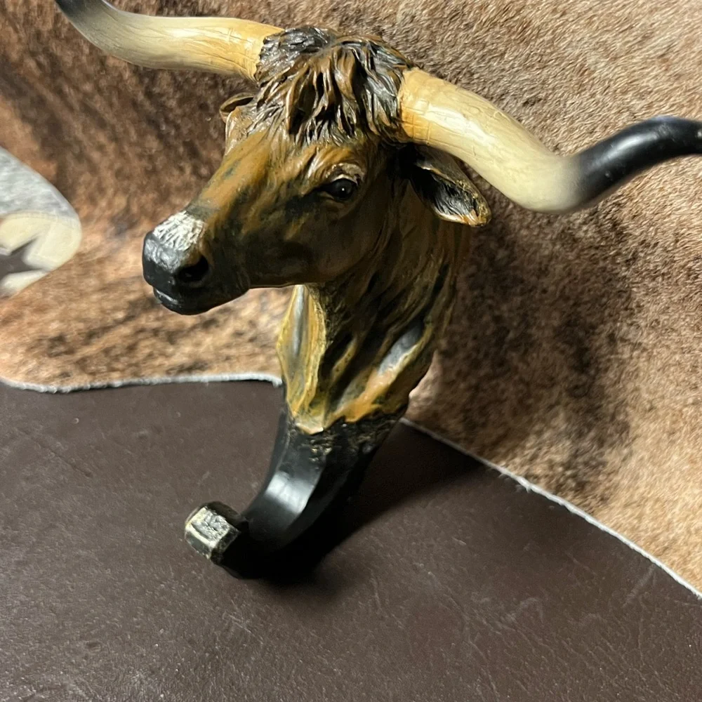 Bull Head Wall Hook in Brown and Black